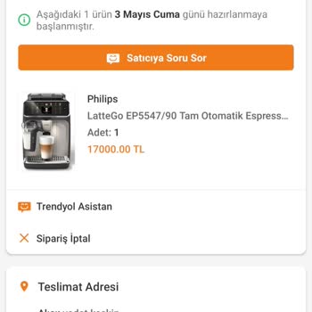Trendyol Kahve Makinesi Siparişim