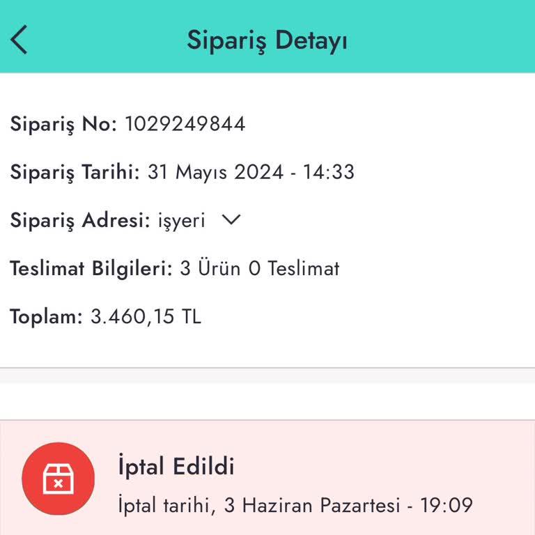 Boyner Now Siparişimi Teslim Etmedi