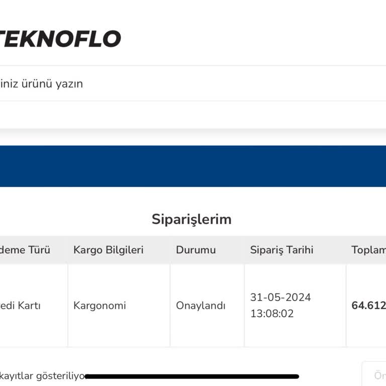 Teknoflo Siparişimin Kargoya Verilmemesi