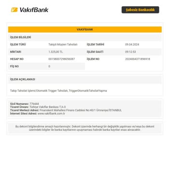 VakıfBank Otomatik Trigger Ödemesi