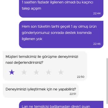 Getir S. T. T Tarihi Geçmiş Ürün Gönderip Canlı Destekte İlgilenmiyor