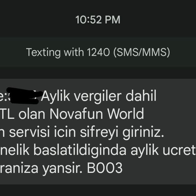 Vodafone 1240 Novafun World Mesajı