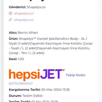 Shapelys Eksik Ürün Ve İletişim Sorunları Yaşadım