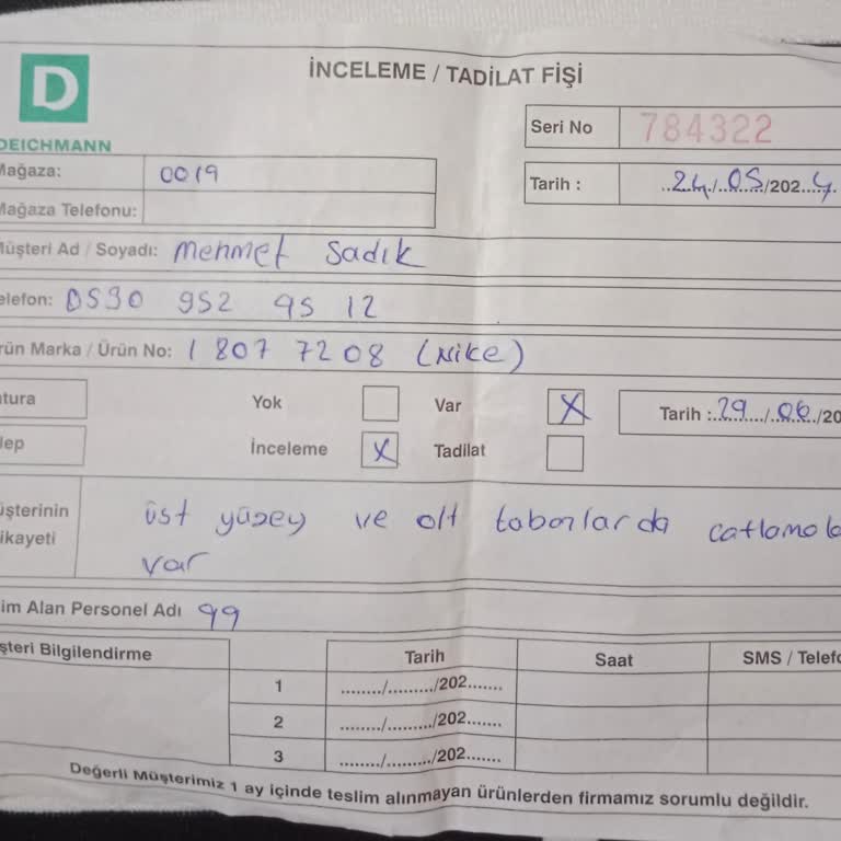 Deichmann Nike Ayakkabı Kırılması İnceleme Talebi