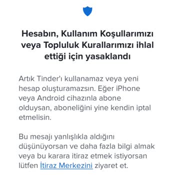 Tinder Haksız Hesap Kapatma