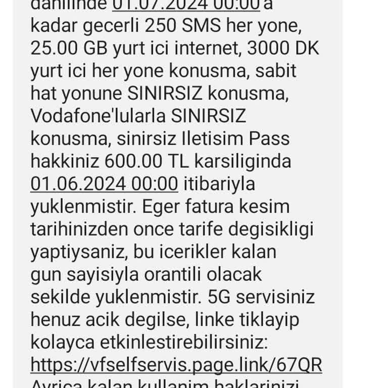 Vodafone Tarife Değişikliği Zammı