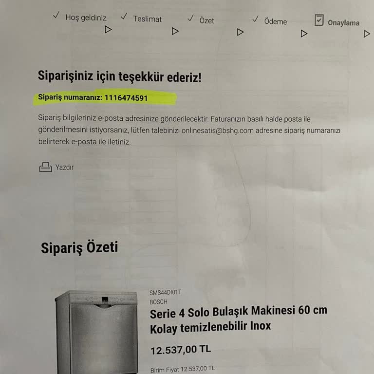 Bosch Beyaz Eşya Teslimat