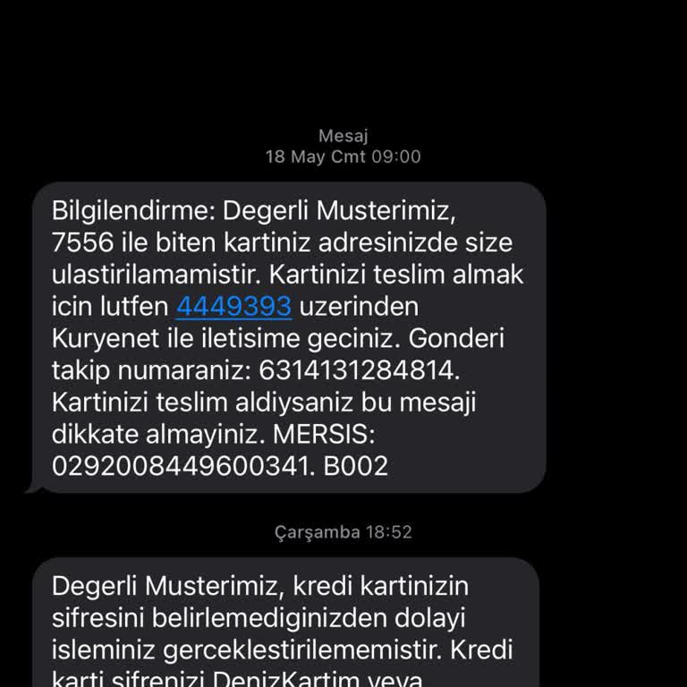 Denizbank Kuryenet Yapılmayan Kk Teslimatı