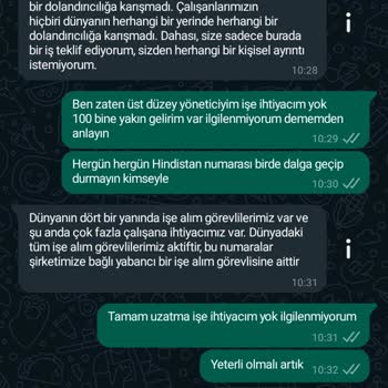 WhatsApp Yabancı Numara Mesajı