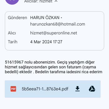 Superonline Cayma Bedeli Ödenmesi