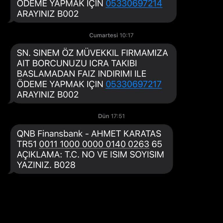 Metka Hukuk (SMS) Yanlış Borç Bildirimi İle Mağduriyet Yaşadım