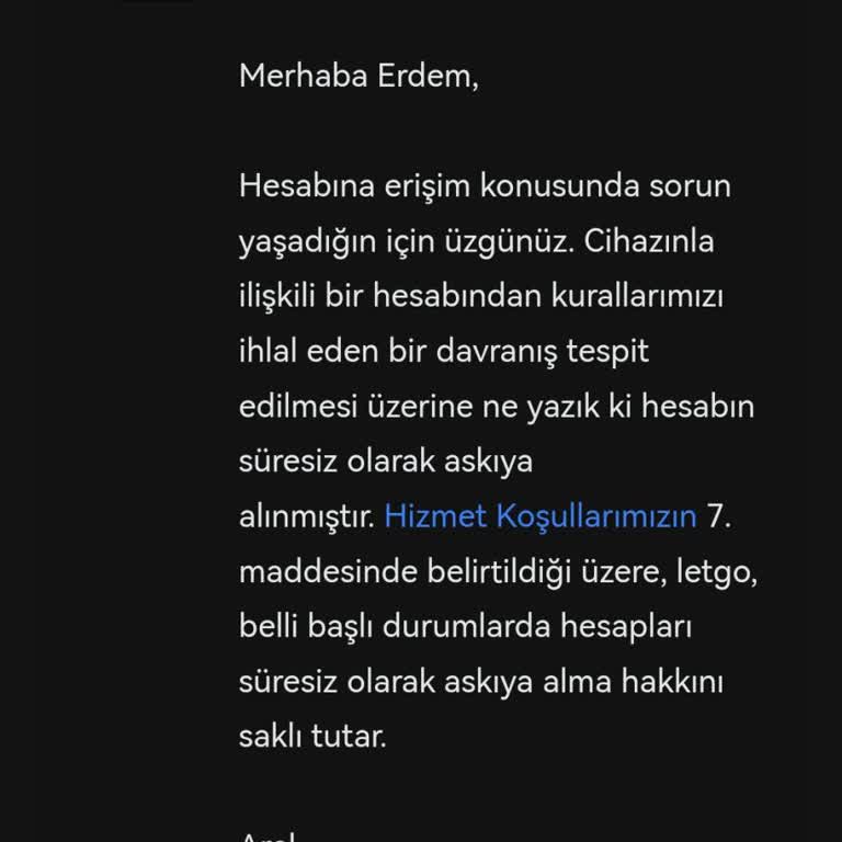 Letgo Süresiz Hesap Kapatma