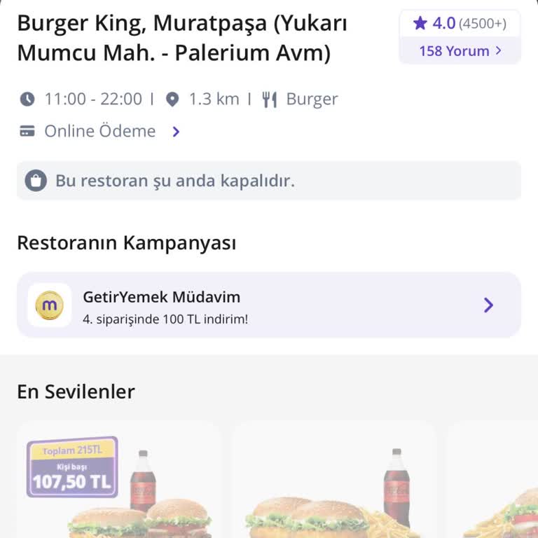 Burger King Restoranın Sürekli Kapanması