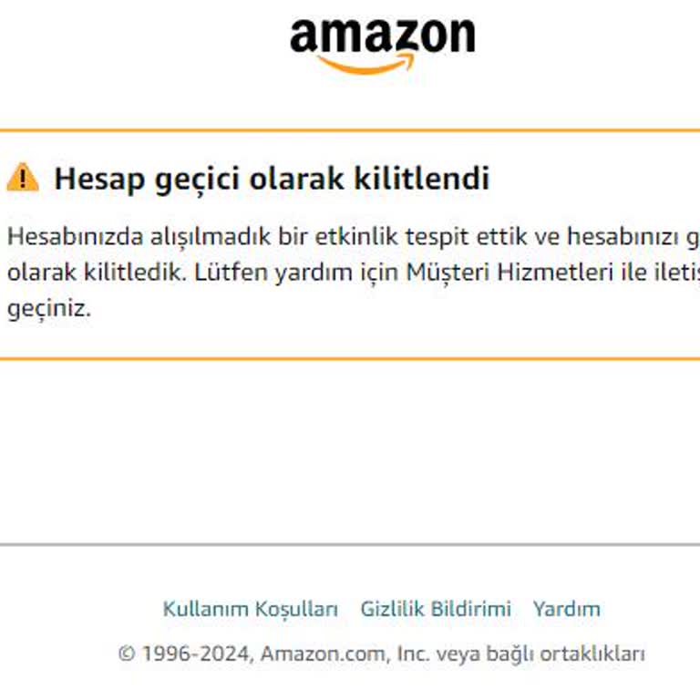 Amazon Hesap Geçici Olarak Kilitlendi