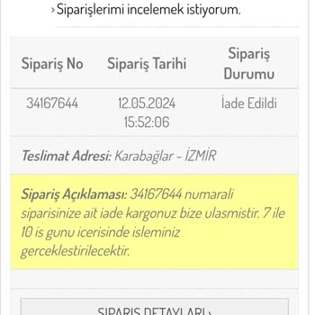 Sefamerve Yanlışlıkla Elbise Göndermişler Bir Ay Gönderdim İade Etmek İstiyorum