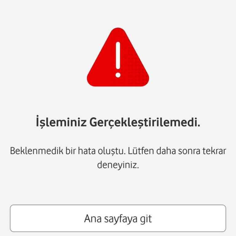 Vodafone Alacak İade Sayfası "beklenmedik" Bir Şekilde Çalışmıyor