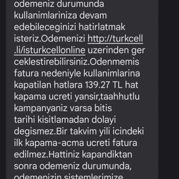 Turkcell Rızam Olmadan Benim Olmayan Fatura Mesajı Atıyor