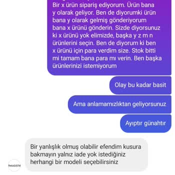 MiaSista Butik Yanlış Beden Ve İade Sorunu: Müşteri Memnuniyetsizliği