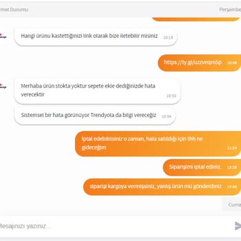Trendyol'da Satın Alma Sorunu