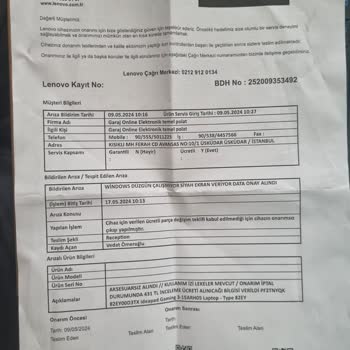 Lenovo Bilgisayar Lenovo Teknik Servisinin İlgisizliği