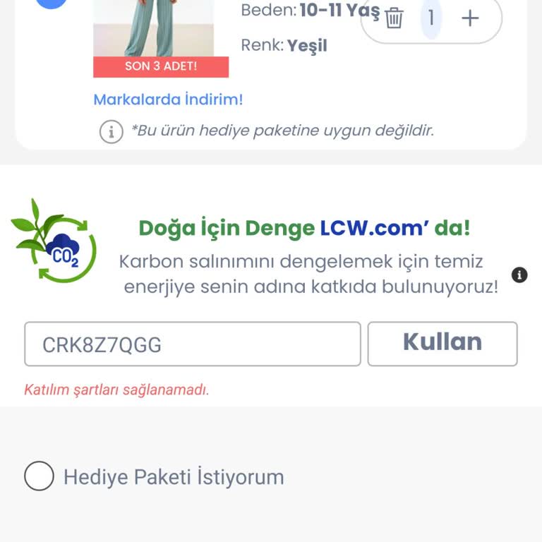 LCW İndirim Kodu Problemli