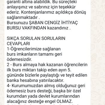 Şaban Cengiz Vakfı (Burs Başvuru) Vakıf Burs Başvurusu İle İlgili Şikayet