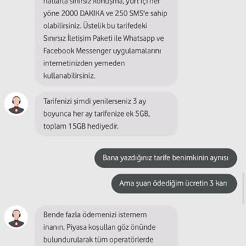 Vodafone Tarife Ücreti İçin Abes Rakamlar İstenmesi