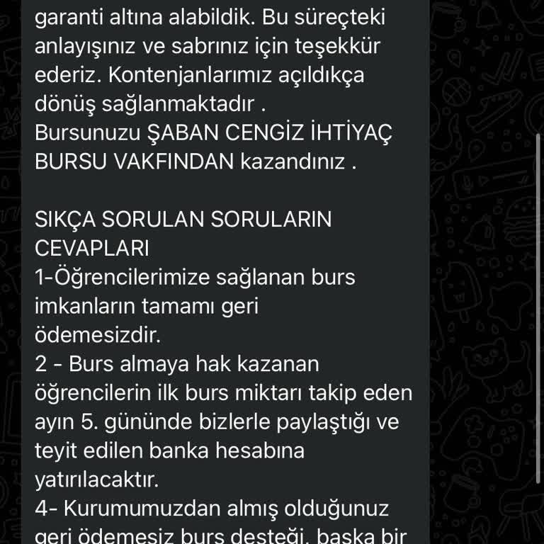Şaban Cengiz Vakfı (Burs Başvuru) İnternet Üzerinden Burs Başvurusu Ve Kişisel Bilgilerin Kullanımı