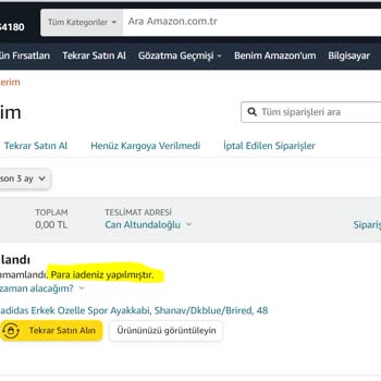 Amazon TR İade İçin Ulaşım Sağlayamama Sorunu