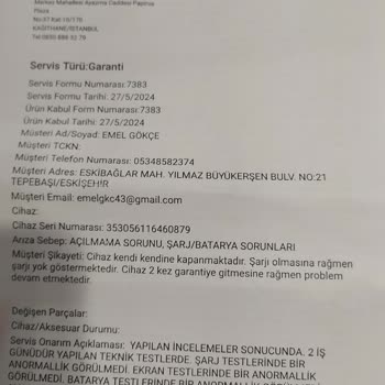 EasyCep 2 Ay Önce Alınmış Telefonun 1.5 Ayını Serviste Geçirmesi