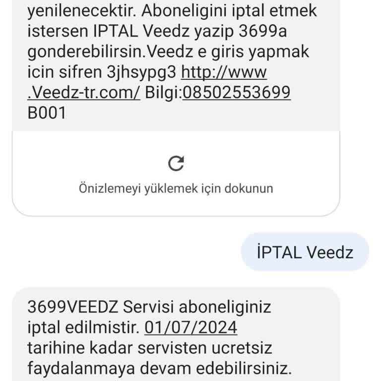 Veedz-tr.com Kullanılmayan Ve Hata İle Yapılan Abonelik