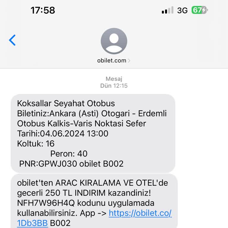 Köksallar Turizm Ankara Mersin Seferi