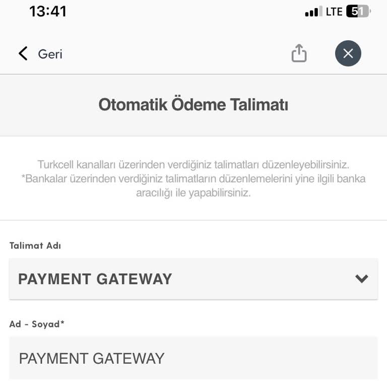 Turkcell Otomatik Ödeme Talimatı
