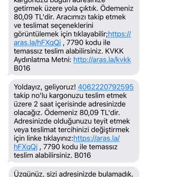 Aras Kargo Hizmet Ve Kalite Şikayeti