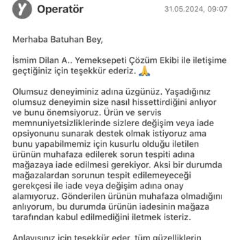Yemeksepeti Ücret İadesi Yapmıyor