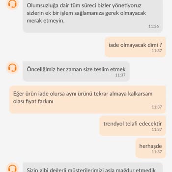 Trendyol Müşterinin Arkasında Durmuyor.