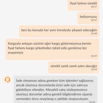 Trendyol Müşterinin Arkasında Durmuyor.