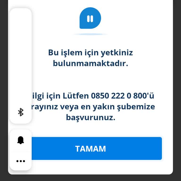 Denizbank Mobil Denizde Yetki Hatası