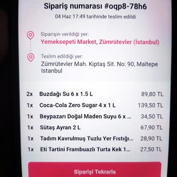 Yemeksepeti Uyanık Şube Eksik Getiriyor