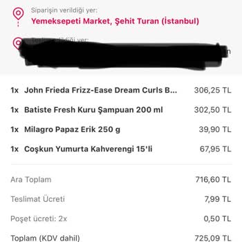 Yemeksepeti Market Yemeksepeti Teslimat Yapılmadı Ancak Teslim Edildi Görünen Sipariş