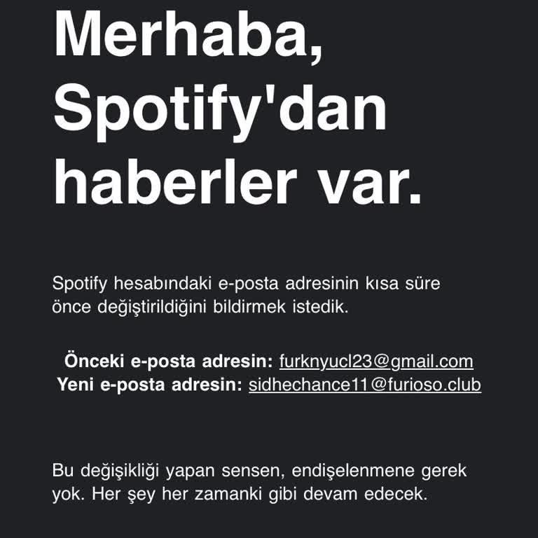 Spotify İzinsiz Mail Değişikliği