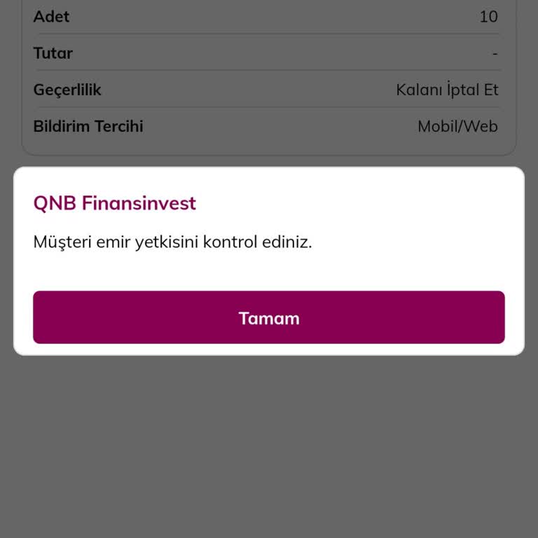 QNB Finans İnvest Emir Yetkisi Sorunu