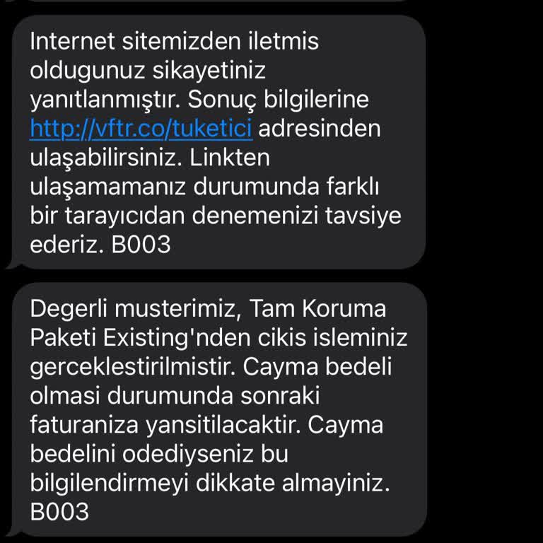 Vodafone, Tam Koruma Paketi İptali