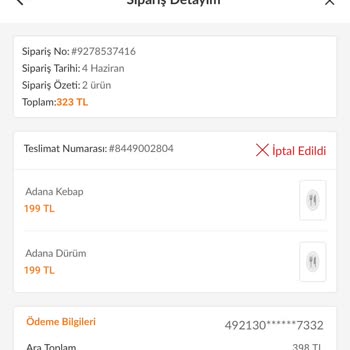 Trendyol Yemek Sipariş İptali Yapılı Yemeğim Yemeğin Ücretini Aldılar