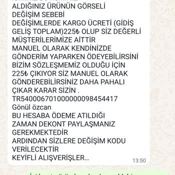 Parsmennn (Instagram) P A R S M E N Yanlış Gönderdiği Ürünün Değişim Kargosunu Bana Kesiyor