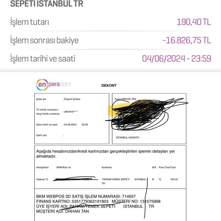 Yemek Sepeti Kredi Kartımdan Para Çekiyor