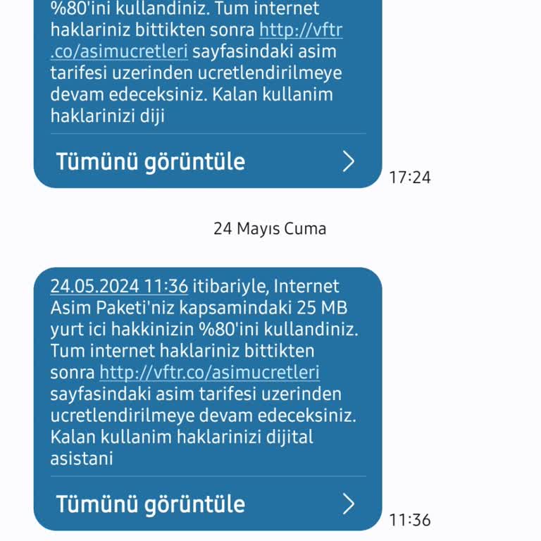 Vodafone Paket Asimi Sorunsalı
