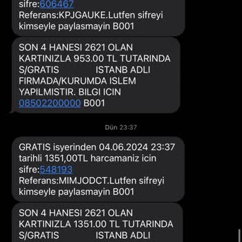 Gratis Kartımdan Çektiği Siparişlerim Kısmında Gözükmüyor.