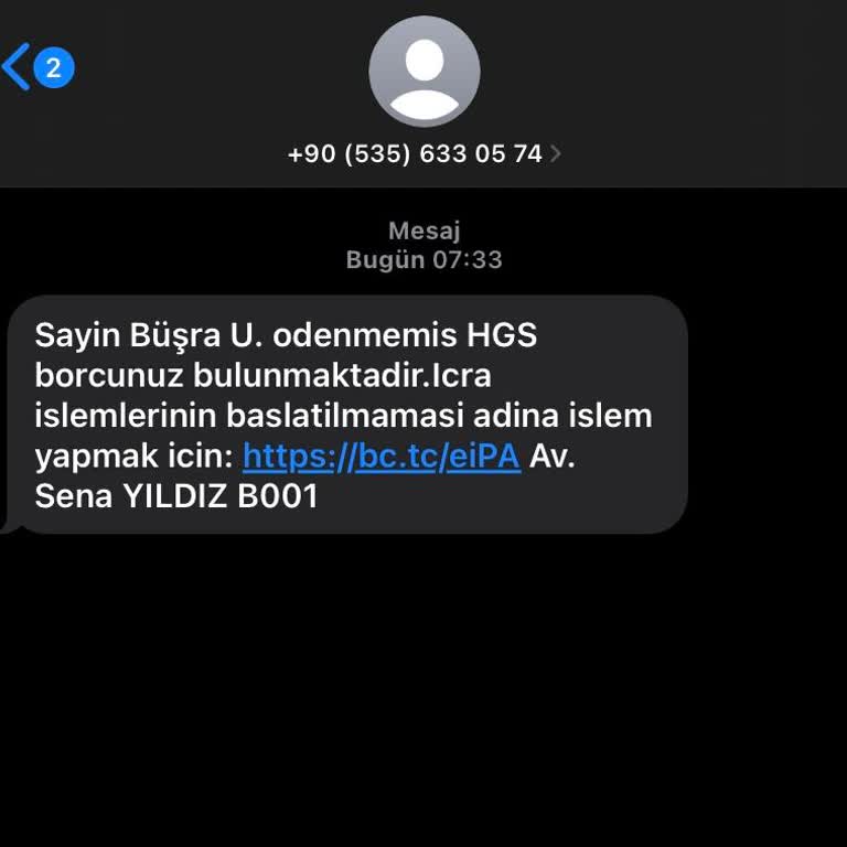 HGS Borcu Var Diye Mesaj