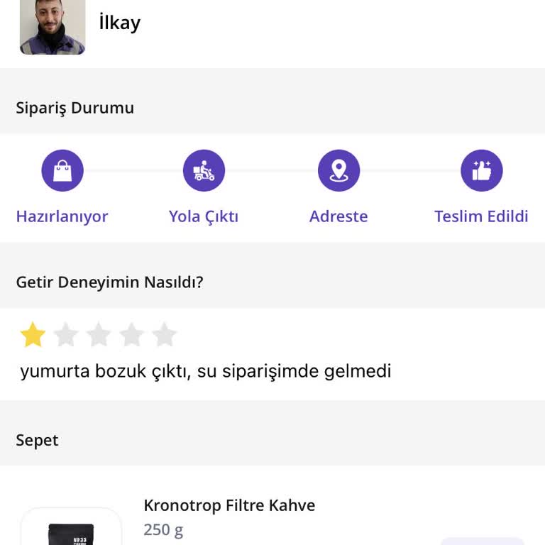 Getir Eksik Ve Bozuk Ürünler